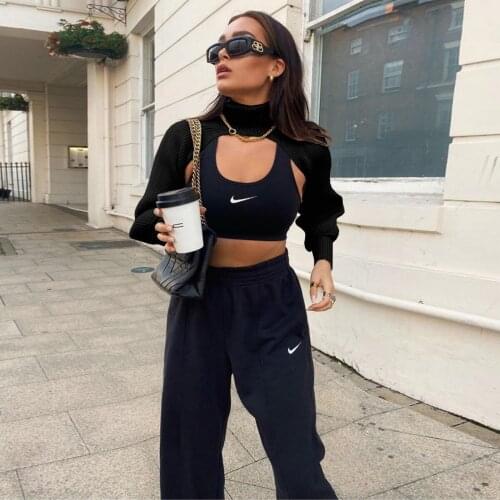 Womens Spring and Autumn Sweaters Short Loose Turtleneck Cropped Tops Solid Color Fashion Joint Apparel Hot Sale 2020
