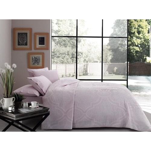 Tac Double Jacquard Pique Set Amadis Pink-Pike: 230x250 cmFitted Bed Sheet: 160x200 cmPillow Cover: 50x70 cm (2 Pieces)