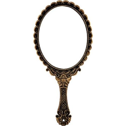 Vintage Carved Handheld Vanity Mirror Makeup Mirror Hand Mirror Handle SPA Salon Makeup Vanity Cosmetic Compact Mirror For Women