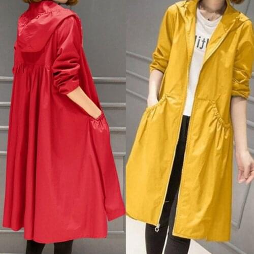 Oversizedd Spring Autumn Mid-Length Trench Coat Female 2021 New Korean Fashion Loose Simplicity All-Match Windbreaker Women A644