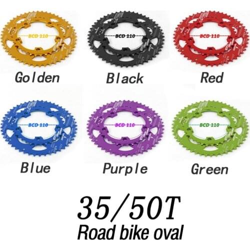 WUZEI 110BCD Bicycle Road Bike Sprockets 50/35T Oval Chainwheel Kit Alloy Light Ellipse Climbing Power Sprockets Bicycle part