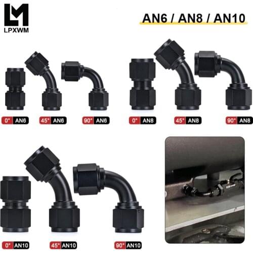 1 Set Universal 0 45 90 Degree AN6 AN8 AN10 Female to AN6 AN8 AN10 Female Hydraulic hose Elbow Oil Cooler Fitting Hose Fittings