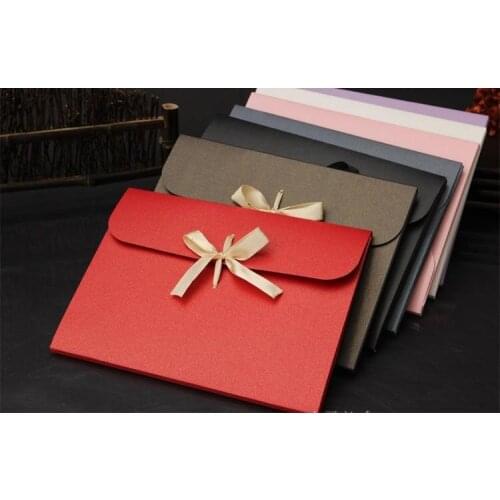 100pcs 24*18*0.8cm bow Envelope Kraft paper pocket bag Kerchief Handkerchief Silk scarf packing boxes Envelope box lin4086