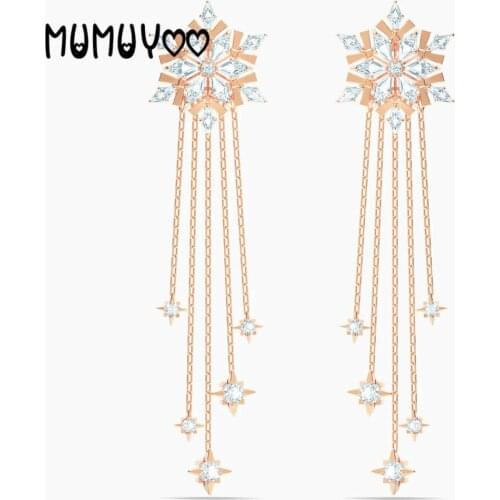2020 SWA Fashion Jewelry High Quality Romantic Rose Gold Magic Snowflake Tassel Crystal Earrings A Romantic Gift for Women