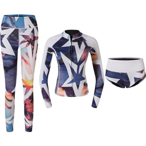 3pcs/Set Women Wetsuit UPF50+ Snorkeling Shorty Diving Suit Top Jacket Surfing Snorkeling Ladies Shorts Rash Guard Jumpsuit