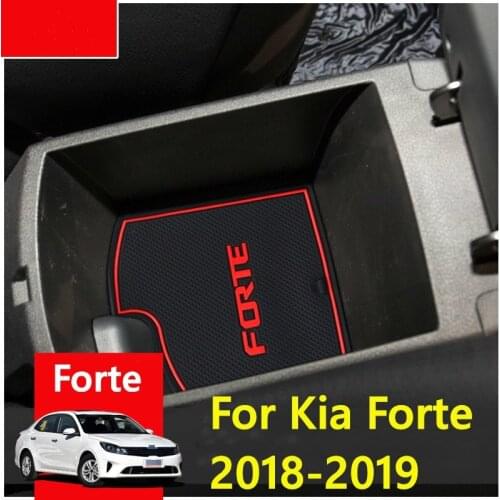 3D Rubber Mat Lnterior Anti Slip Mat Door Slot Pad Cup Cushion Groove Mat For Kia Forte 2018-2019 Car Accessories