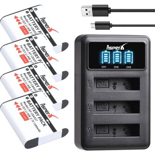 4× 1500mAH Li-90B Li 90B Li-92B Camera Battery + LED 3-Ports Charger for Olympus XZ-2 SH-50 SH-1 SP-100 Tough TG-1 TG-2 TG-3 TG4