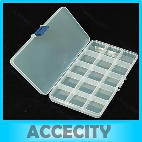 5 Pcs/Lot 15 Compartments Nail Polish Holder Plastic Nail Supplies Storage Box Rectangle Nail Art Studs Brushes Tools Holder