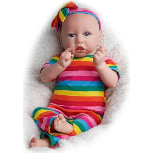 RBG 22 Inches Bebe Reborn Baby Lifelike Newborn Doll Colorful Sweet Vinyl Reborn Dolls LoL Surprise Gift Toy For Children Girl