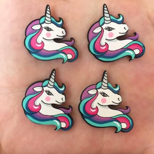 Cute Unicorn Flat back Acrylic sheet Miniature pattern applique 20pcs DIY Wedding scrapbook craft OF361*2