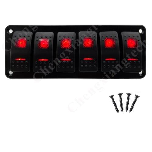 6 Gang Aluminum Rocker Switch Panel Orange Led On Off Toggle Switch IP65 Car Boat Marine Yatch Caravans DIY