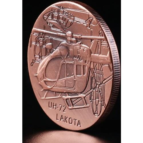 US Army UH-72 Lakota Helicopter Commemorative Coin Fighter Transport Main Force Challenge Coin Red Copper Coins Collectibles
