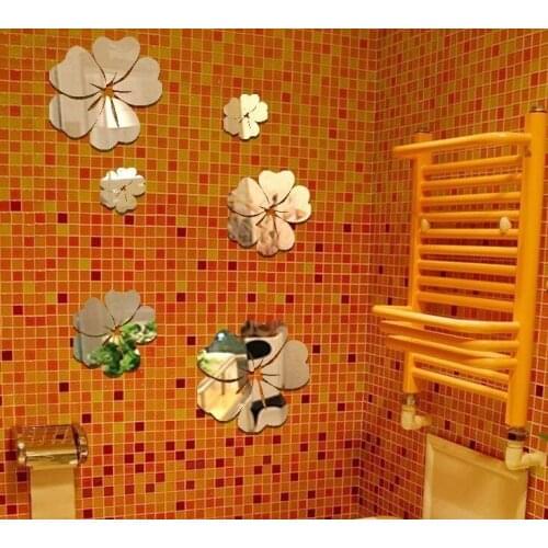 Free shipping acrylic Flos Hibisci wall mirror stciker ,flower mirror sticker , 5pcs per set