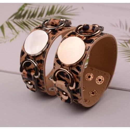 Monogram Leopard Leather Bracelet Fashion Jewelry Silver Plated Pulseras 3 Row Multicolor Leather Cuff Bracelet For Women Men