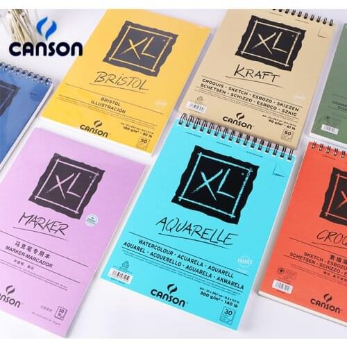 CANSON Art Painting Book 16K/8K/A4/A3 for Sketch/Marker/Acrylic/Watercolor/Pencil/Toner Stick Book Kraft Paper Book XL Series