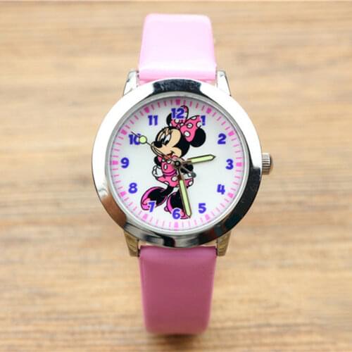 Disney Mickey Mouse Childrens Belt Watch Cartoon Anime Figure Minnie Quartz Watchs Girls Watches Kids Birthday Gifts