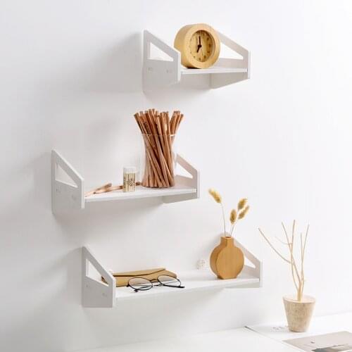 Living Room Wooden Wall Shelf Bathroom Cosmetics Rack Dormitory Bed Hydroponic Flower Pot Wall Hanging Storage Rack