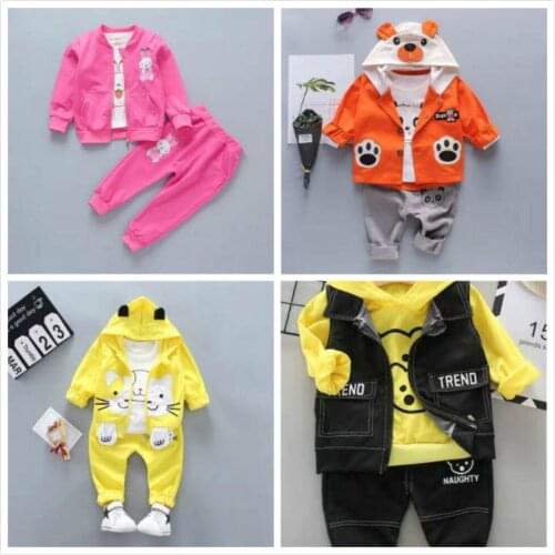 Kids Clothes Set Boys Jacket For Baby Girls Toddler Boy T shirt Clothes Fall Children Outwear Outfits Autumn Hooded Coat + Pants