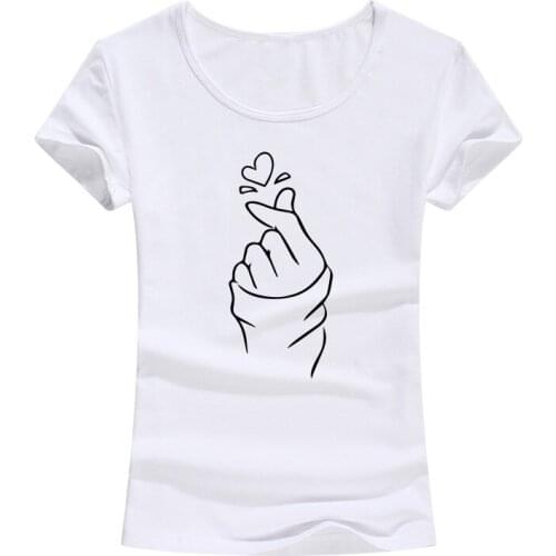 2020 Funny Heart Love Print T Shirt Women Summer Fashion Casual Short Sleeve Cotton T-Shirt Female Harajuku Lady Girl Tops