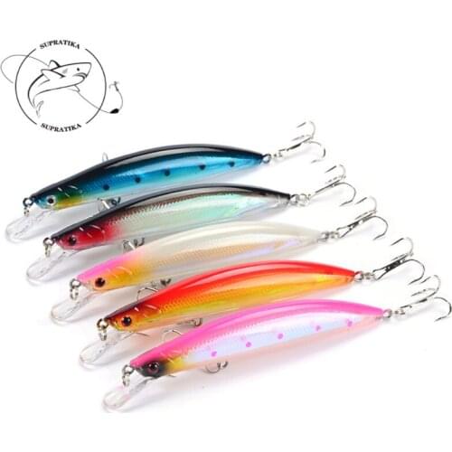 Artificial Plastic Hard Bait 5 Pcs/set 13g/11.5cm Minnow 3D Eyes 4# With Sharp Treble Hook Fishing Swim bait Equipment
