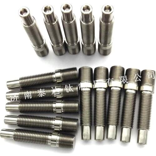 High performance silver color double thread Gr.5 titanium lug studs M14*1.5-M12*1.5*78mm
