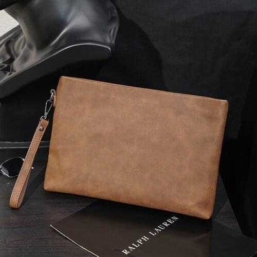 Clutch Mens Clutch Crazy Horse Leather Mens Bag Business Clutch Envelope Bag IPAD Document Bag
