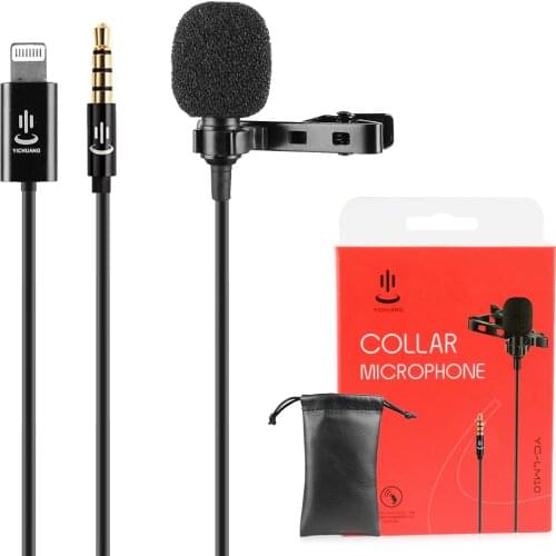 YC-LM10 II Mini Portable Microphone Condenser Clip-on Lapel Lavalier Mic Wired Mikrofo/Microfon for iPhone X 8 7 CANON