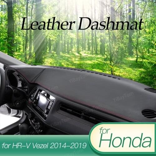 For Honda HR-V Vezel 2014-2019 HRV HR V Leather Car Dashboard Cover Dash Mat Dashmat Dash Board Pad Carpet Car Styling