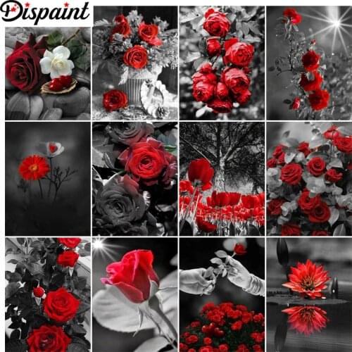 Dispaint Paint With Diamond Embroidery "Flowers landscape" Diamond Painting Full Square Round Picture Of Rhinestone Decor