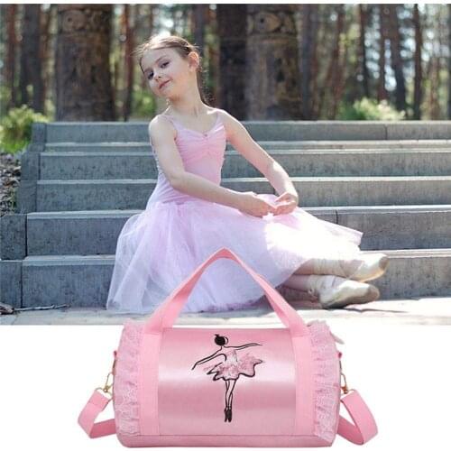 Fashion Shoulder Bag Girls Lace Purfle Dance Bag Pink Women Ballet Dance hand bag Embroidery Gym Bag