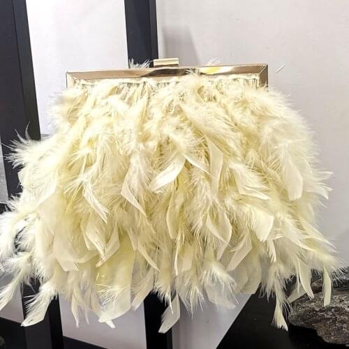 Fashion Tote Fur Bag Ostrich Feather Bag Clutch Handbag Clutch Bags Wedding Party Formal Purse For Ladies