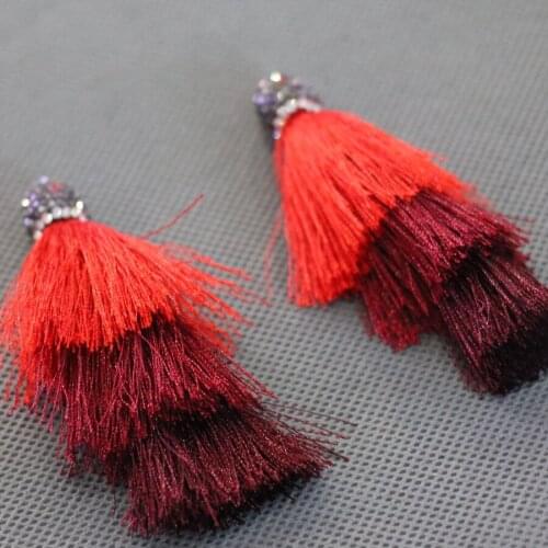 Cingesto 2017 Fashion Red Three Tiered Tassel Rope Fan Festival Tassel Earrings, BOHO Drop Earrings Gypsy Wholesale Jewelry