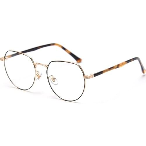 Veshion Round Glasses Frame for Men Metal Frame Irregular Clear Lens Acetate Female Glasses Optical High Quality Accessories