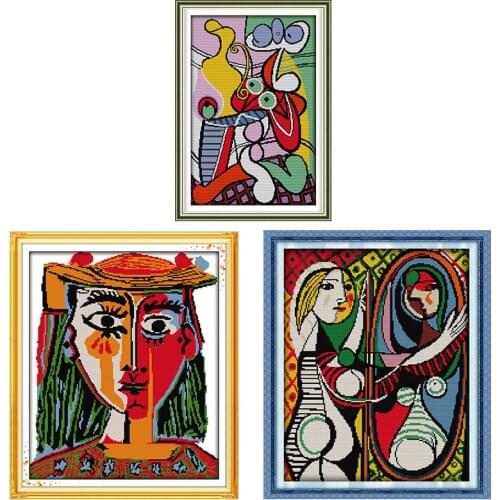 Joy Sunday Stamped Cross Stitch Kit Picassos Painting Patterns 14CT 11CT Counted Fabric Handmade DIY Embroidery Needlework Sets