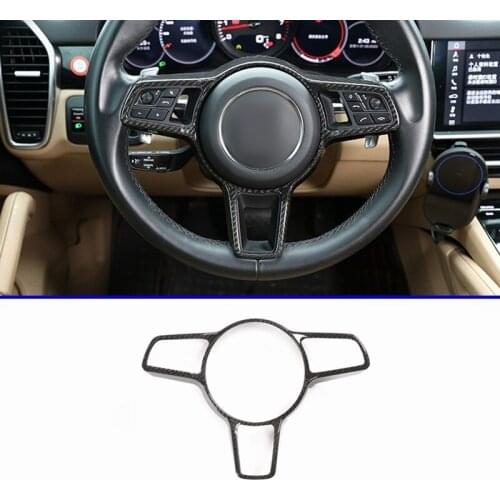 Real Carbon Fiber For Porsche Panamera Macnan Cayenne 2014-2020 Car Steering Wheel Decoration Frame Car Accessories