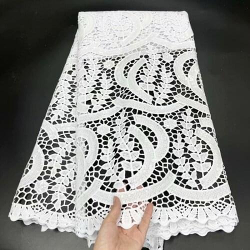 2021 New Very SequinsTextured Water Soluble Skin Guipure Lace Embroidery White Cord Modern Traditional African Inspire Fabric