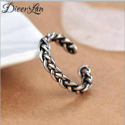 Genuine 100% 925 Sterling Silver Twist Rings for Women Simple Solid Silver Rings Party Vintage Jewelry