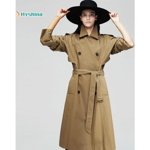 Womens Trench Coat New Leisure Double Breasted Original Design S-XL Large Size Coat