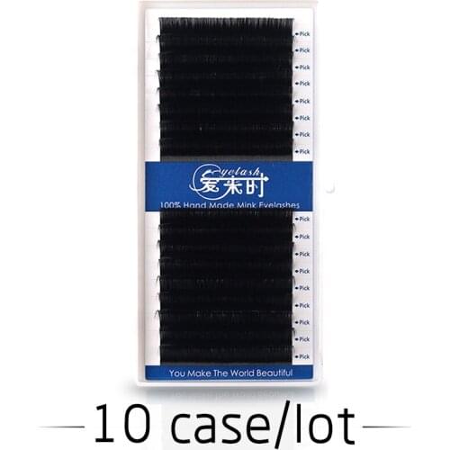 NEWCOME 10 Boxs 100% Handmade Eyelash Extension False Mink Lash Individual Eyelash Soft Volume Silk Lashes Extension Makeup