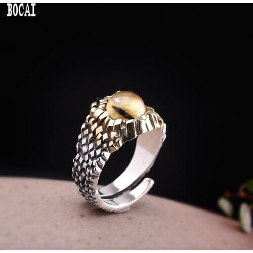S925 sterling silver Thai silver delicateness personality men and women open tiger eye ring
