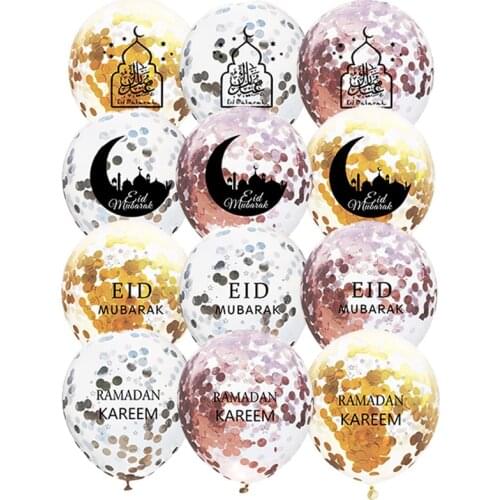 10ps 12inch Eid Mubarak Confetti Balloons Ramadan Kareem Ballons Islamic Ramadan and Eid Decorations Baloon Birthday Party Decor