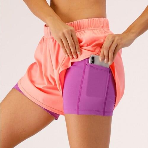 Yoga Running Shorts Women 2 In 1 Double-deck Quick Dry GYM Sport Shorts Fitness Jogging Workout Shorts Women Sports Short Pants