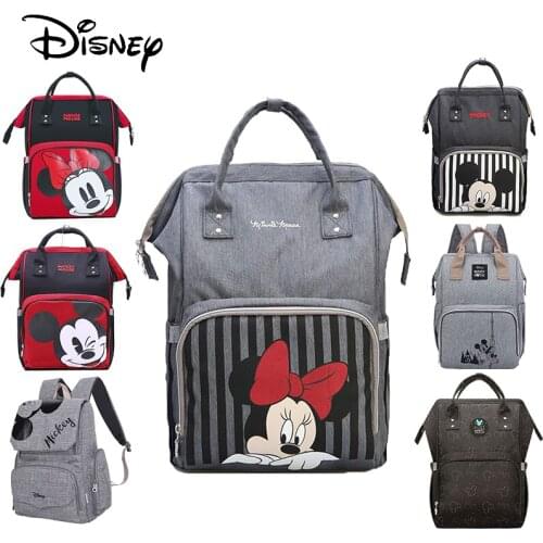 Disney Diaper Bag Backpack Baby Bags for Mom USB Travel Wet Nappy Boy Girl Diaper Organizer Mickey Minnie Pram Wheelchairs