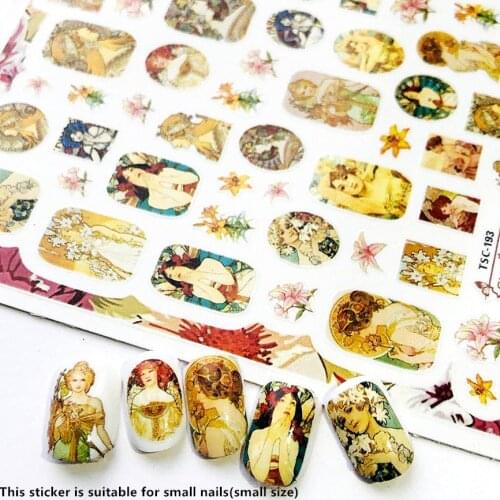 TSC-193 mucha retro 3d nail art stickers decal template diy nail tool decorations