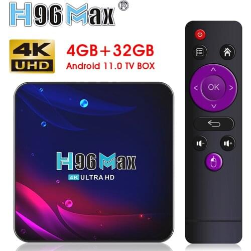 H96max V11 Android TV Box 4+32GB Blue-tooth4.0 Quad-Core 4K 2.4G/5G WiFi Dual Band 3D Set Top TV Box USB Ports Ethernet LAN