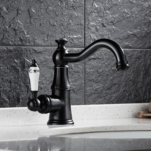 Vidric Black/Chrome/Gold/Antique/Nickel Basin Faucet Single Handle Basin Mixer Tap Hot & Cold Bathroom Faucet Sink Water Faucet