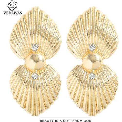 Vedawas Vintage Metal Gold Color Shell Drop Earrings for Women Punk Luxury Round Earrings Fashion Jewelry Girl Gifts Wholesale