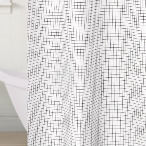 Happy Tree Fabric Polyester White Plaid Waterproof Shower Curtain Thicken Bathroom Curtain Classic Bath Curtain Size 180x180cm