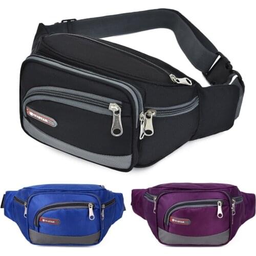 Men Women Fanny Pack For Mobile Phone Zipper Coin Purse Fabric Canvas Money Keys Card Bag Casual Waist Packs Bags Billfold
