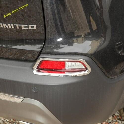 Lapetus Rear Fog Lights Lamp Frame Cover Trim 2 Pcs Fit For Jeep Cherokee 2019 ABS Bright Red Style
